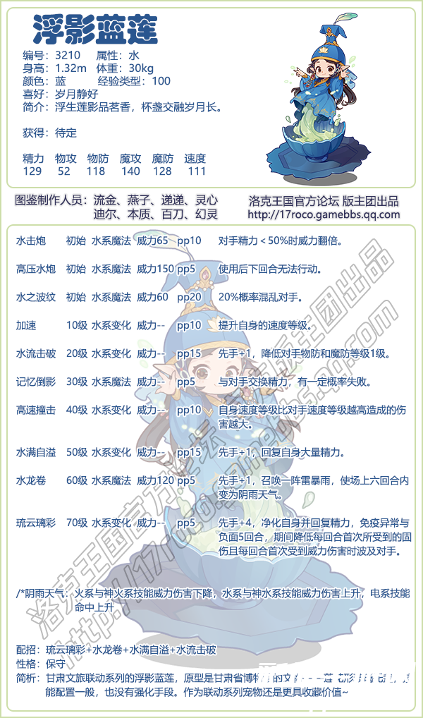 《洛克王国》浮影蓝莲性格技能搭配推荐